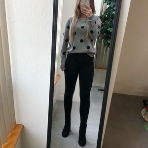 Forever 21 grey/black polka dot sweater size S